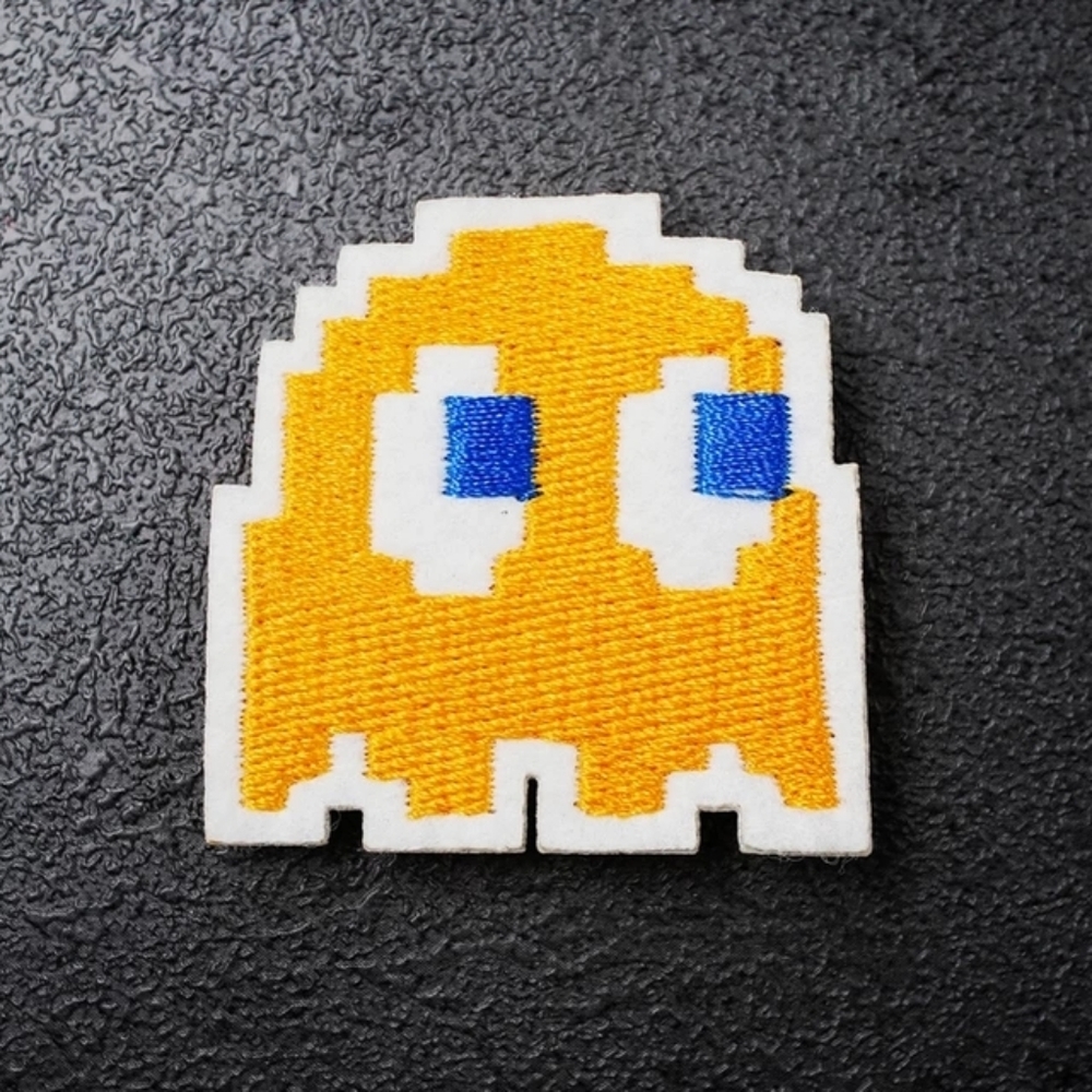 Yellow Pac-Man Ghost Embroidered Iron / Sew Badge